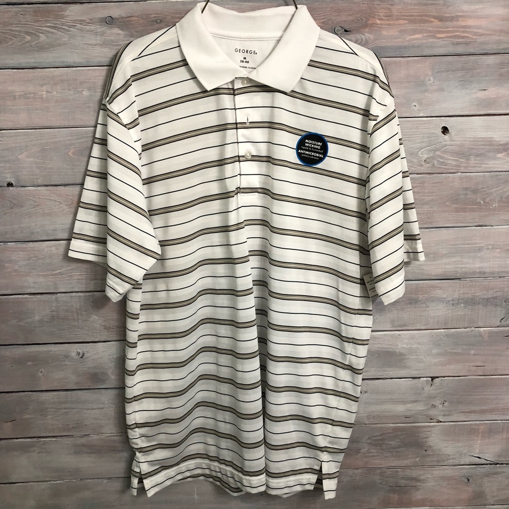 Men’s white and cream stripped polo